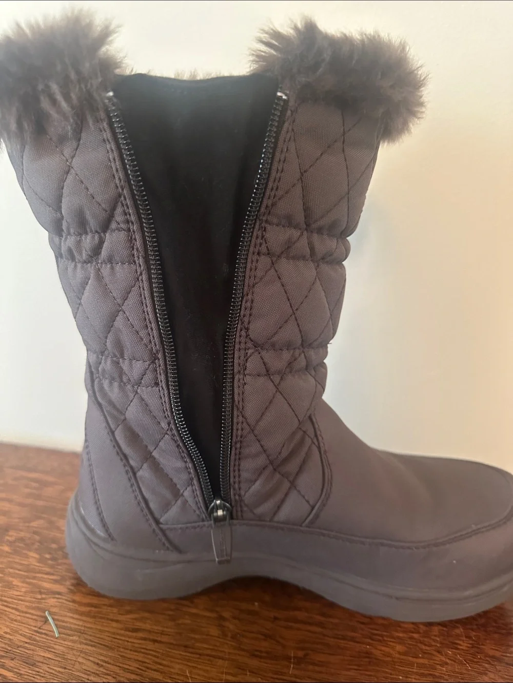 L.L. Bean Quilted Faux-Fur Trim Winter Boots - Brown